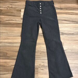 American Eagle Corduroy Womens Size 8 Regular Gray Stretch Super Hi-Rise Flare